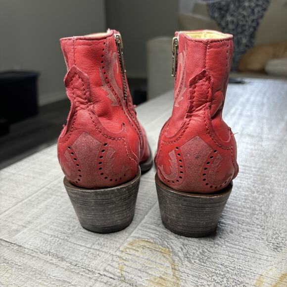 Corral Womens Ankle Cowboy Boots Western Snip Toe Leather Red Size 7.5 - Picture 2 of 9